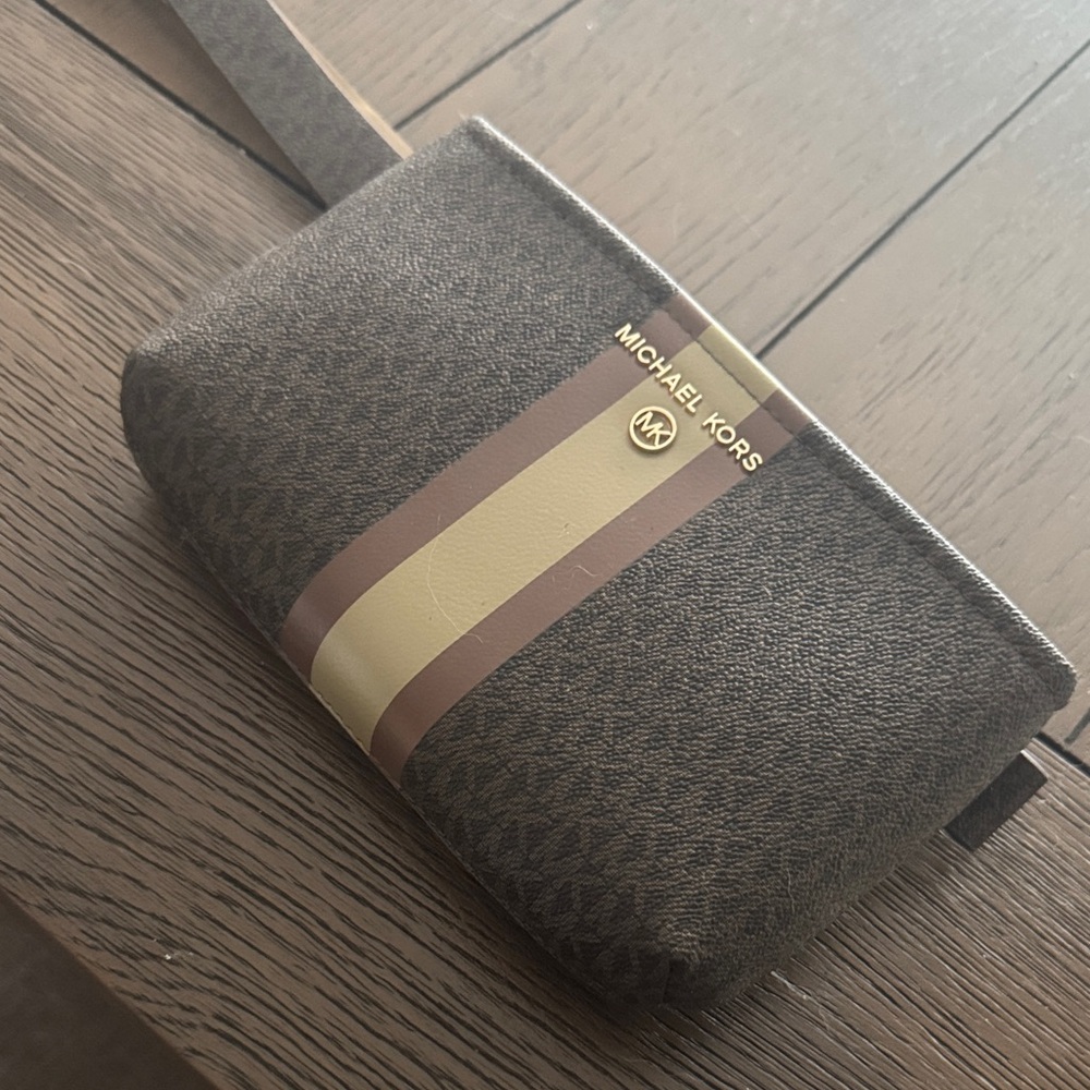 Michael Kors Dark Brown and Cream Wristlet